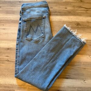 MOTHER mid rise dazzler ankle fray size 31